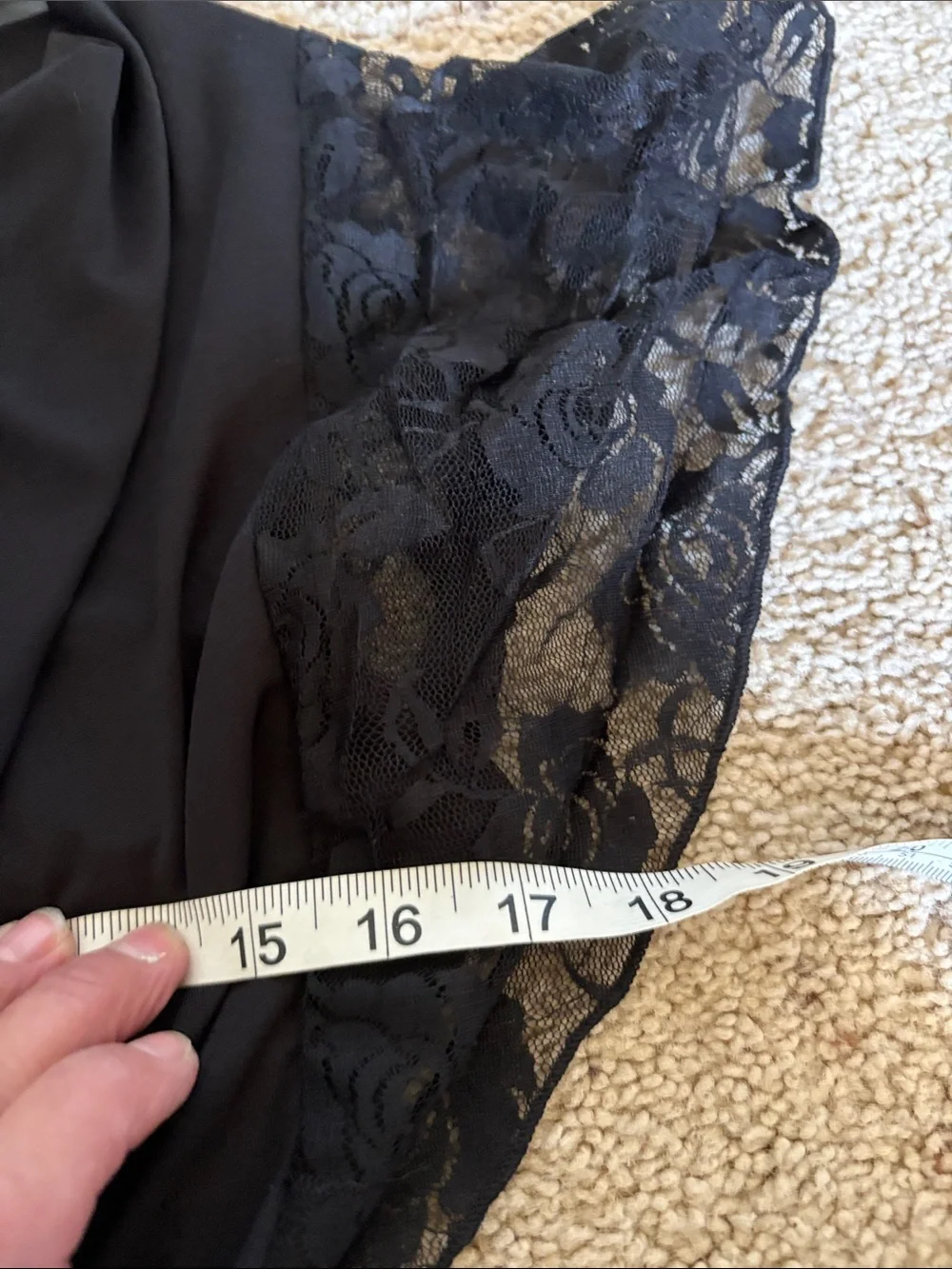 AGB size Medium Black Lace-Sleeve Maxi Pantsuit with Belt - Picture 7 of 7